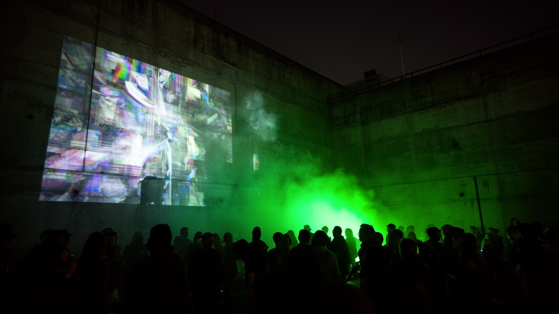 A pop-up NFWA gallery event with projected digital art